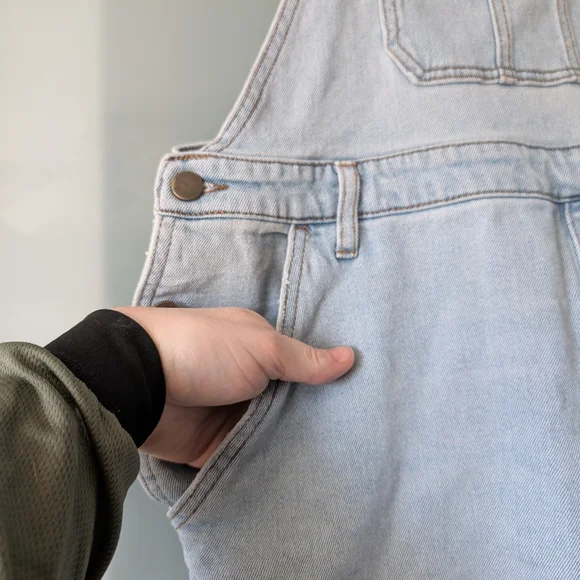 refuge Light Blue Distressed Denim Overalls - XL - Picture 2 of 11